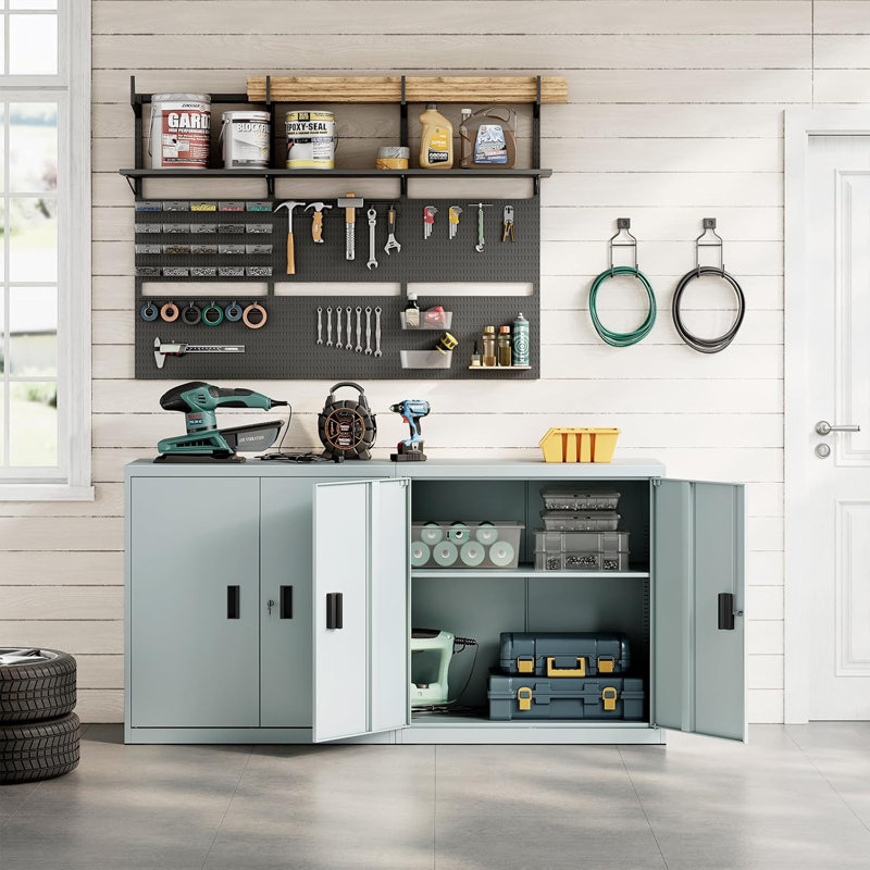 Bedarra Iron 2 - Door Rectangle Accent Cabinet, Light Blue