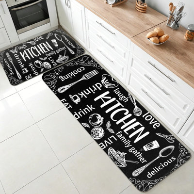 Tapis de cuisine noir et blanc pour cuisine