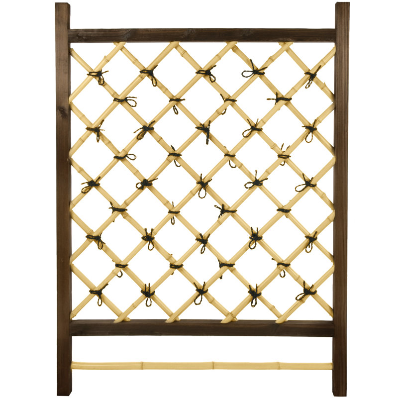 Japanese Wood Lattice Panel Trellis, Brown/Beige