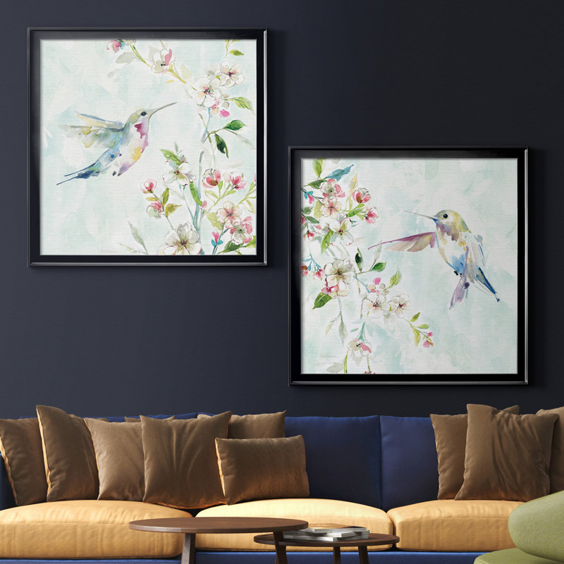 Colibri III - ensemble de 2 reproductions d'art encadrées, H 30,5 po x l 61 po, Toile encadrée, Black