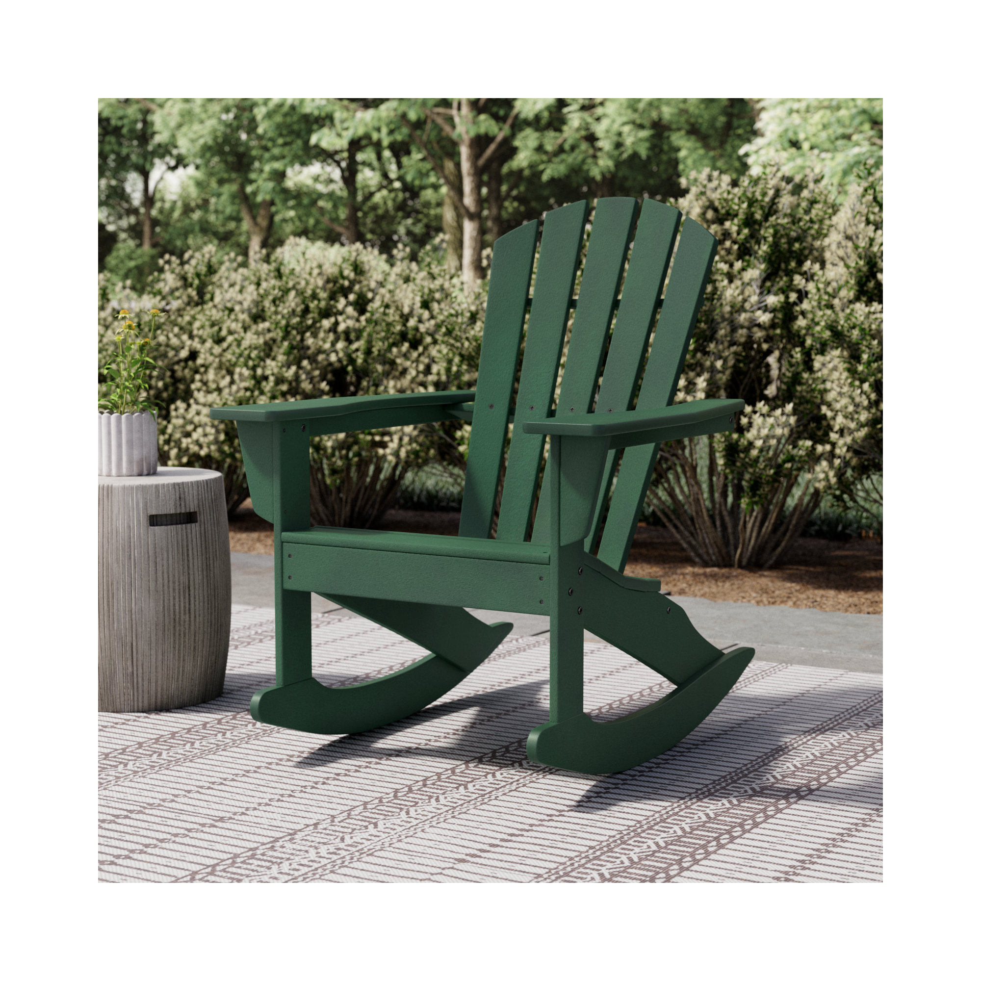POLYWOOD Palm Coast Adirondack Rocking Chair, Green