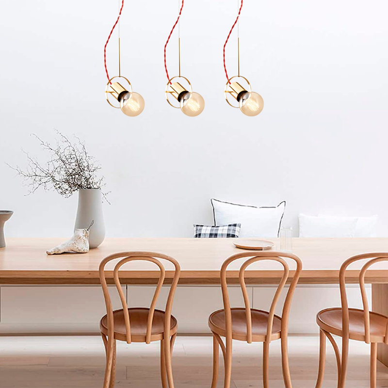 Luminaire suspendu pour îlot de cuisine 3 lumières Aidon, Or