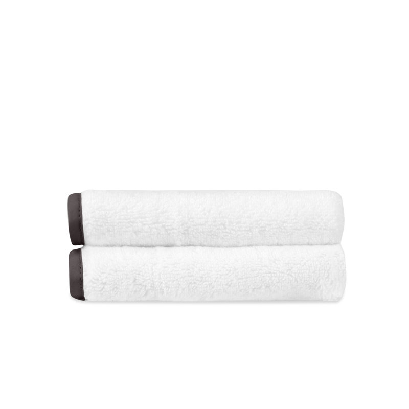 Bodrum 2-pc Face Towel Set, White/Grisaglia Gray