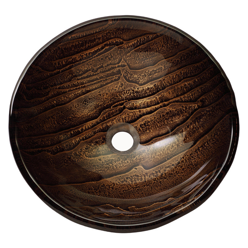 Gaia Glass Circular Vessel Bathroom Sink with Faucet, Oil Rubbed Bronze