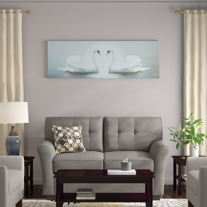 « moonlight swans », impression sur toile, H 20 po x l 60 po x P 1,5 po
