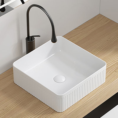 Vessel Sink Rectangle Bathroom Sink Rectangular White Vessel Sink 15" X 15" Porcelain Ceramic Vessel Vanity Sink Art Basin
