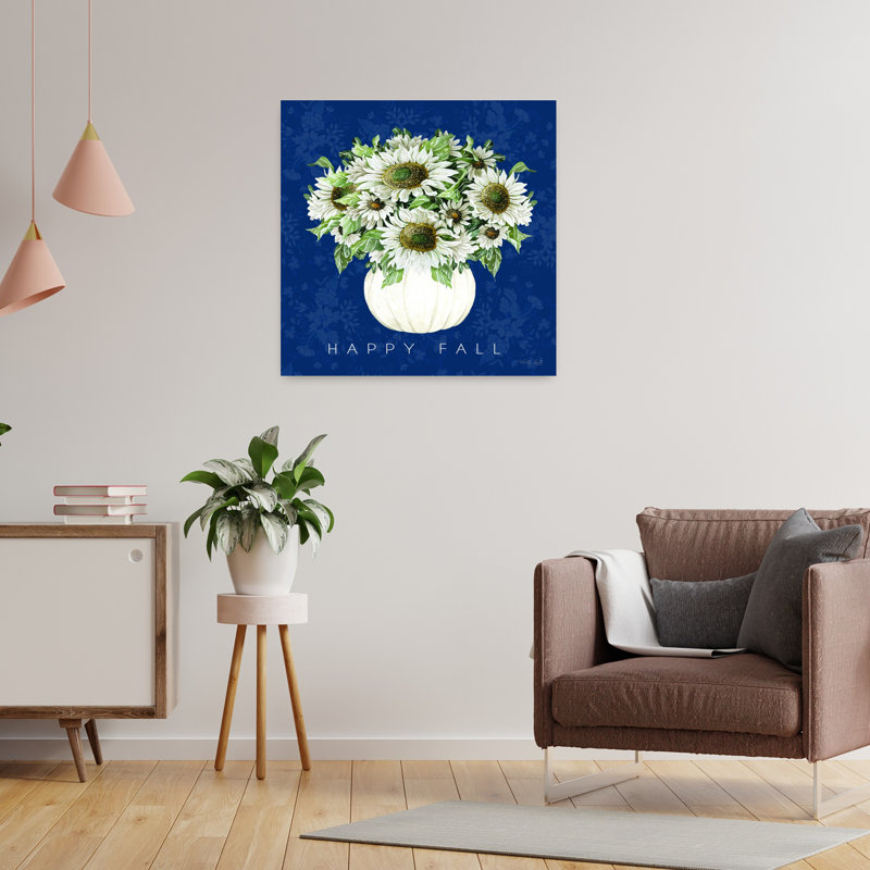 Art contemporain abstrait marguerite, H 24 po x l 24 po