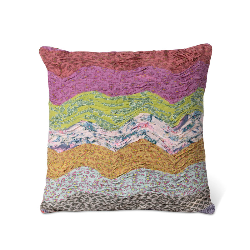 Cotton Throw Pillow, Polyester, Multicolor Pink, Chevron