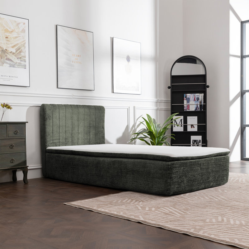15" Thick Sponge Upholstered Compression Bed, Twin, Green