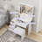 White Vanity Desk With Mirror And Lights,Makeup Dressing Vanity Table Set With 4 Large Drawers,Bedroom Set With Vanity Mirror 3 Lighting Color Adjustable,White
