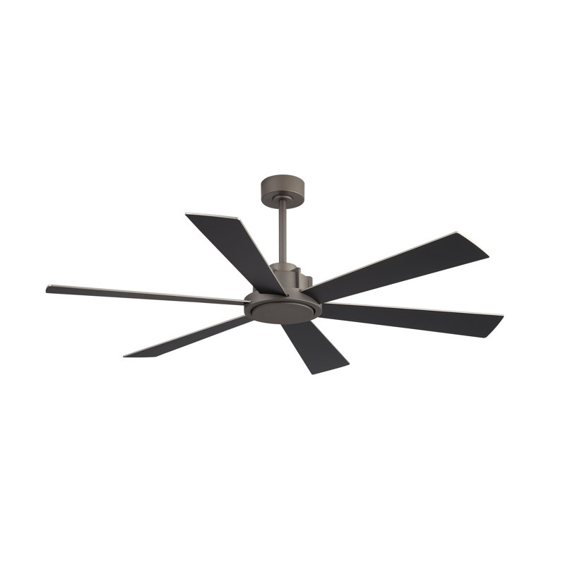  60 In.  6-Plywood Double-Sided Black and Light-colored Wood Grain Blades Ceiling Fan With Remote Dc, Charcoal Grey, Gray