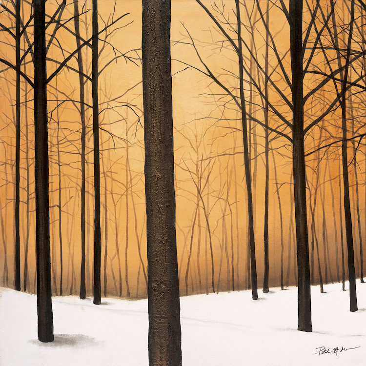 «Winter Warmth» par Patrick St. Germain, impression sur toile tendue, H 18 po x l 18 po x P 1,5 po, Toile avec cadre noir