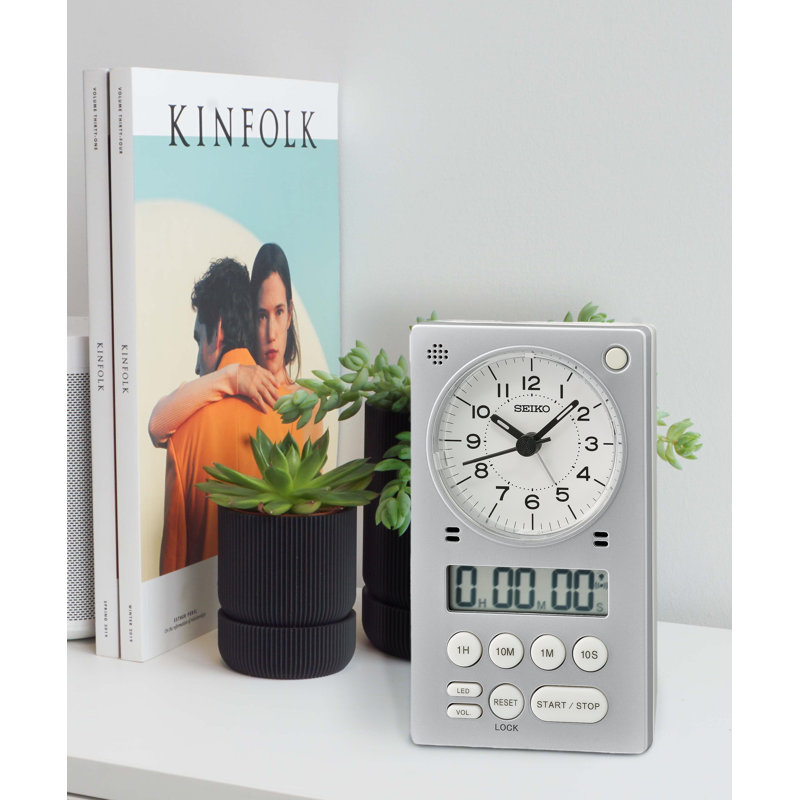 QHE190SLH Timer Clock, Silver-Tone, Silver