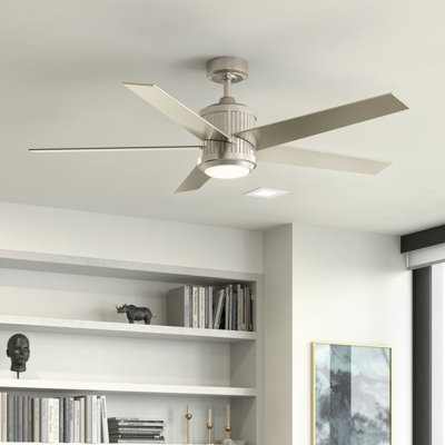 Brahm 56" Indoor Brushed Stainless Steel Ceiling Fan with Integrated LED and Remote Control Included