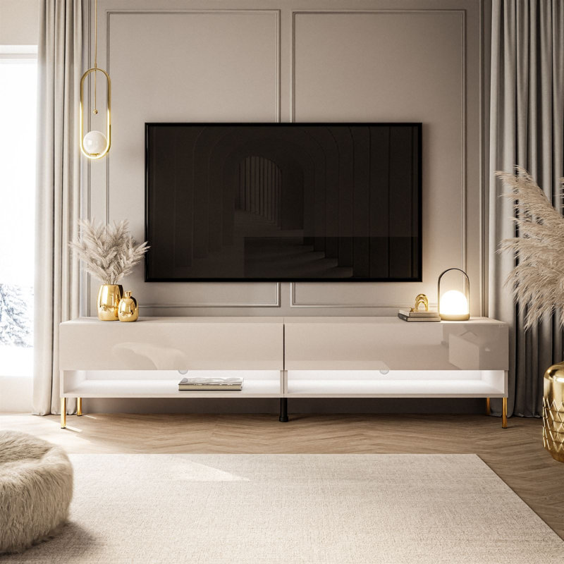Unfinished TV Stand for TVs up to 70", White/Gold