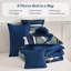 Ensemble de couette bleu marine Queen 8 pièces de style bohème, livré dans un sac