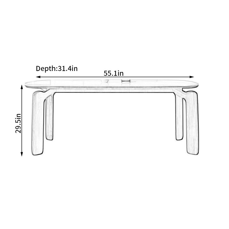 Table de salle à manger Quinterrius, H 29,5 po x L 55,1 po x l 31,4 po, Brun orangé