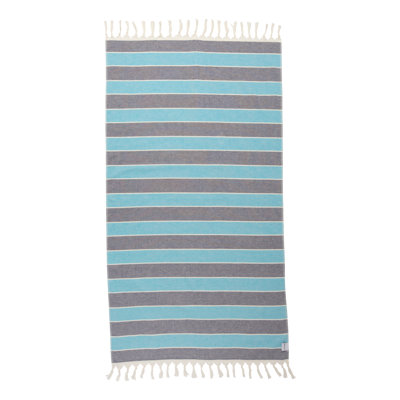  Serviette de bain et de plage rayée en coton turc biologique avec éponge d'un côté, 68 po x 37 po