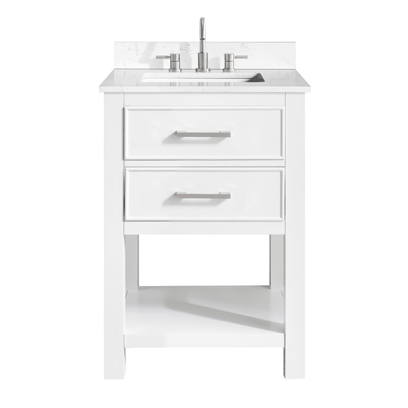 Brooks 25'' White Single Bathroom Vanity with Engineered Marble Top