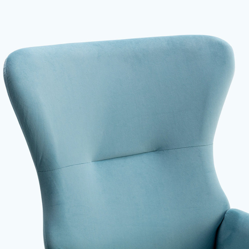 Fauteuil à bascule Teddy, Velours bleu clair