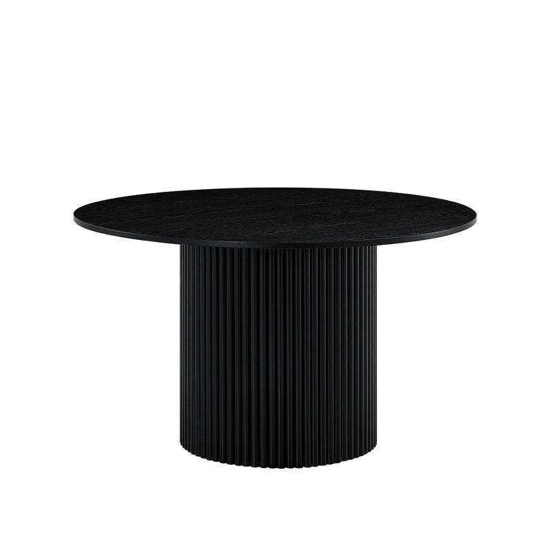 Ensemble de salle à manger moderne 5 pièces en solde: table cannelée noire et 4 chaises en peluche