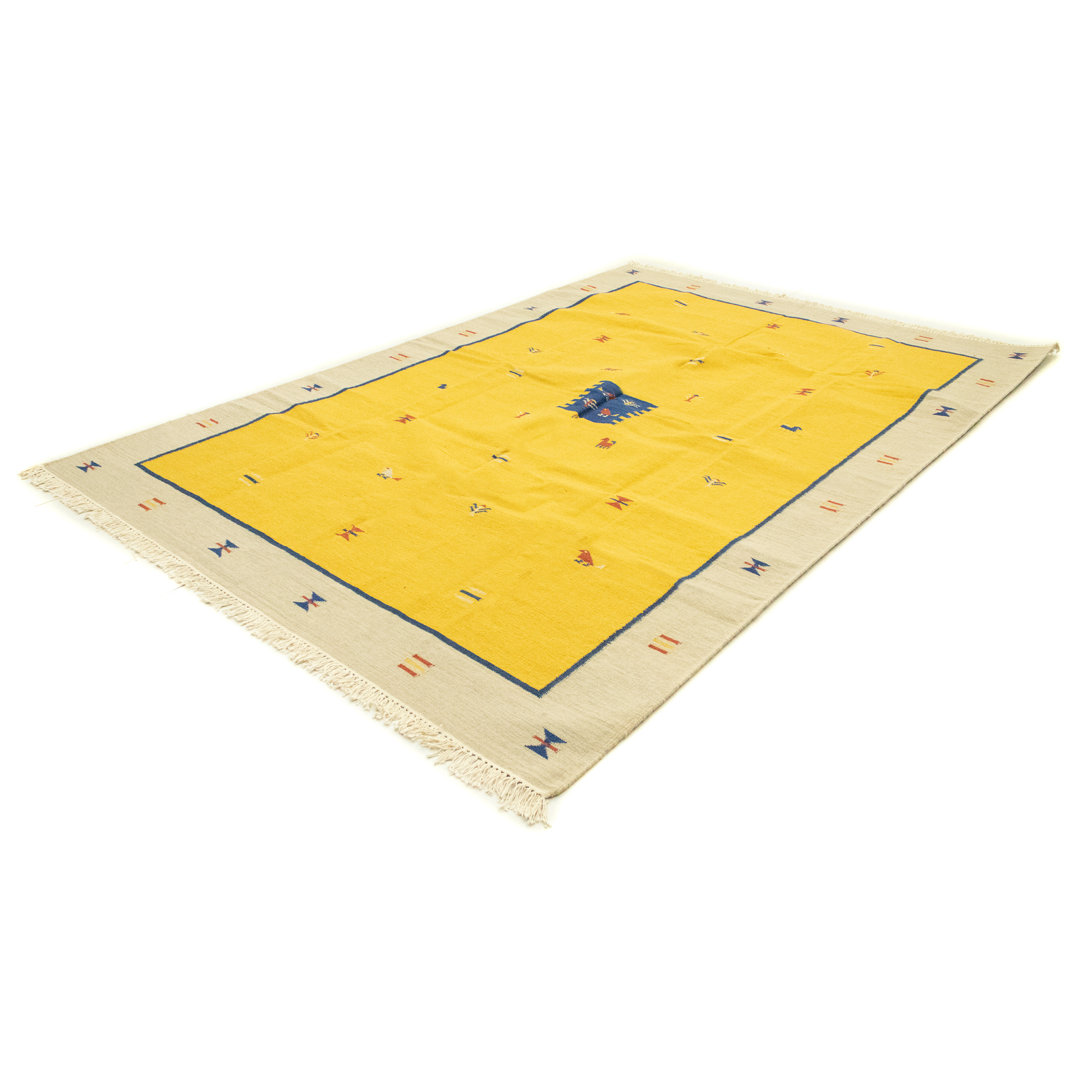 Handmade Kilim Wool Yellow Indoor/Outdoor Rug