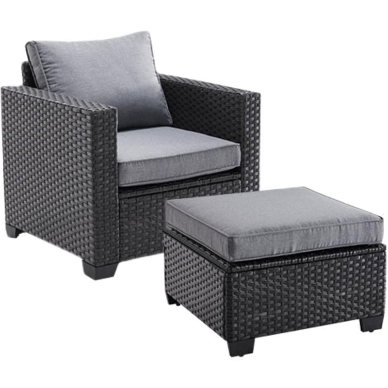 Outdoor Wicker Patio Chair with Ottoman