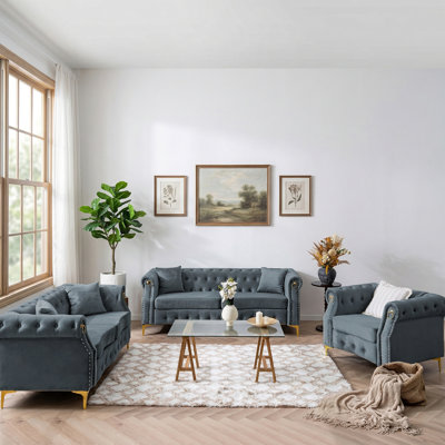 3 - Piece Velvet Living Room Set
