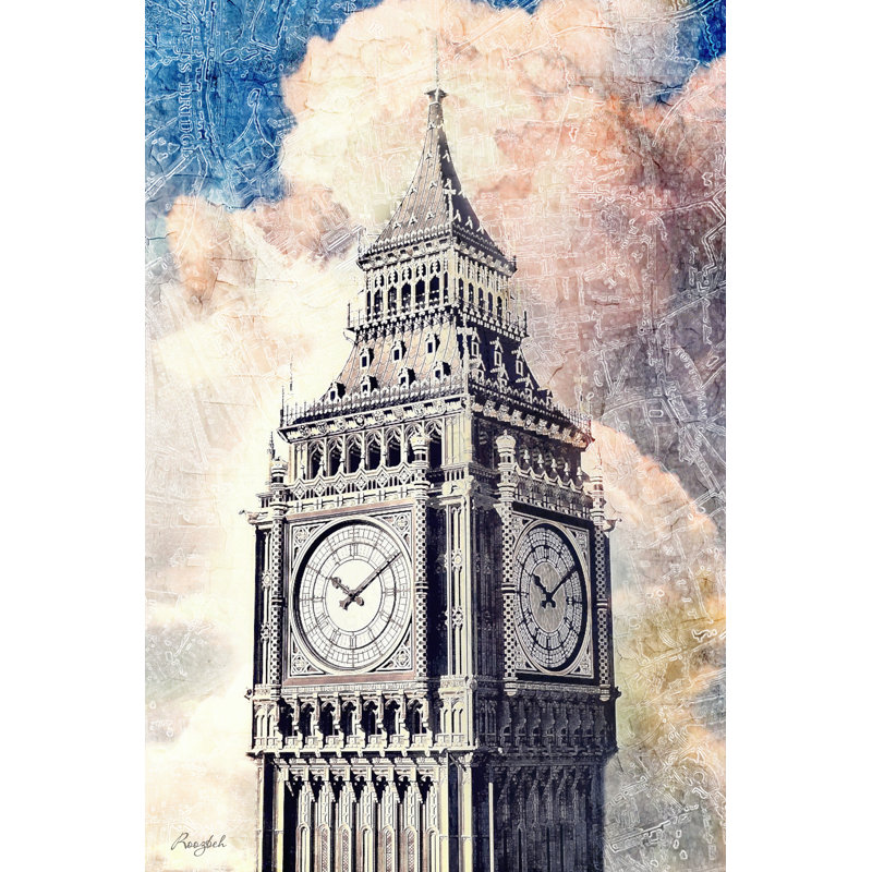 Distressed London 1 Piece Wrapped Canvas Painting, 30cm H x 20cm W x 3.8cm D