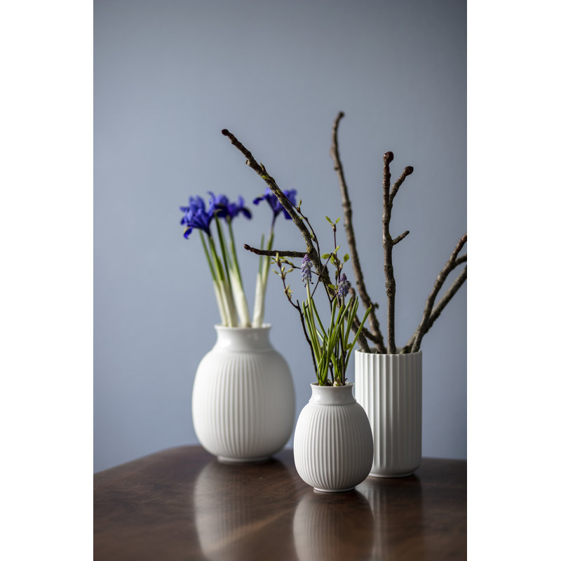 Handmade Glass Table Vase, 6.1" H x 3.3" W x 3.3" D, White