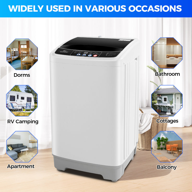 Homdox 2.1 cu. ft. High Efficiency Portable Automatic Washer with Drain Pump for Apartment, Home, Dorms, Rv