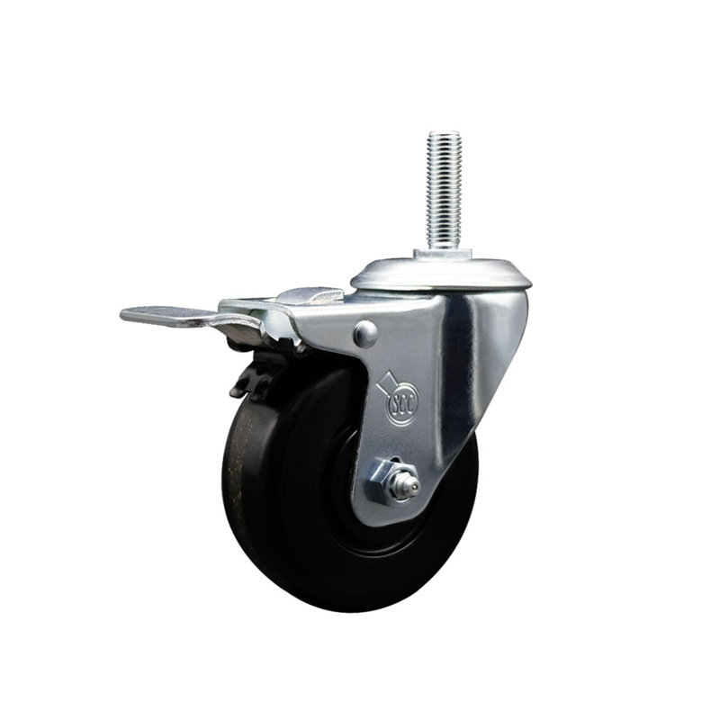 Roues phénoliques pivotantes de 4 po à roue filetée à tige filetée de 5/8 po à verrouillage total SCC