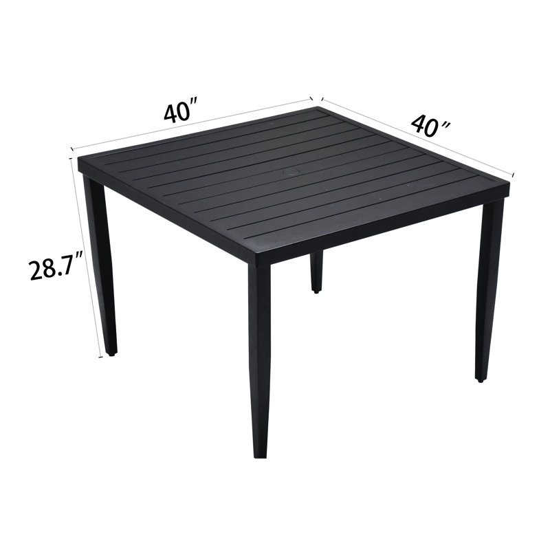Ember Black 40"X40" Aluminum Patio Table - Lightweight, , Contemporary Style Dining Rustproof, Minimalist