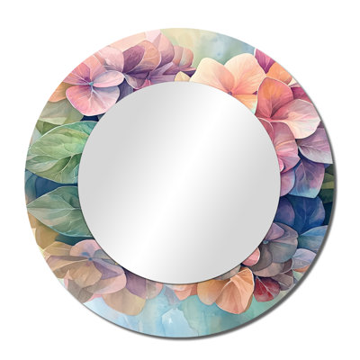 Abstract Hydrangea Summer Reflection I - Floral Decorative Mirror Wall Art - Printed On Metal