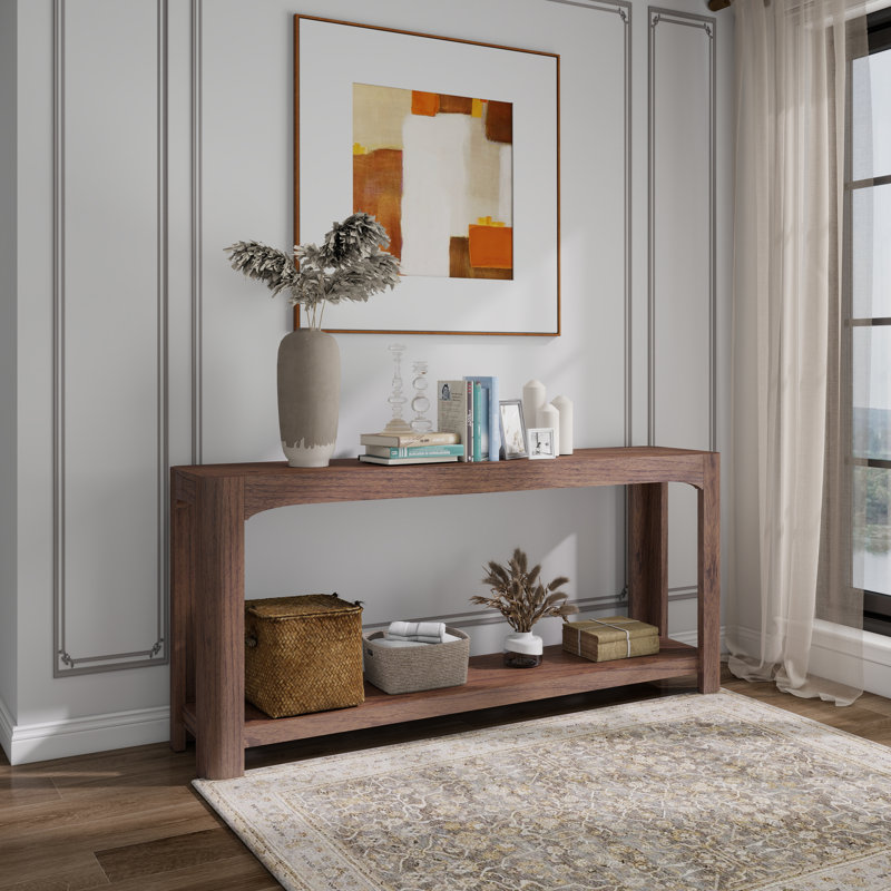 Burroughs 66" Console Table With Open Shelf, Walnut, Walnut, Walnut