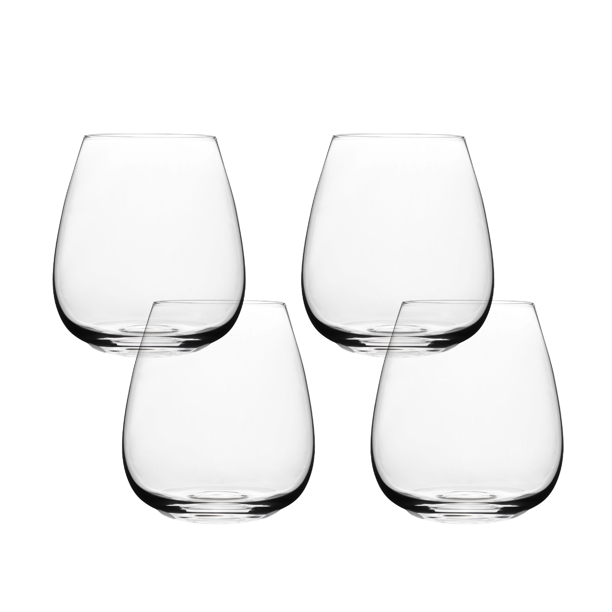 over&back Clear Traditional Mouth-Blown Glassware - Set of 4 Classic Stemless, 16 oz.