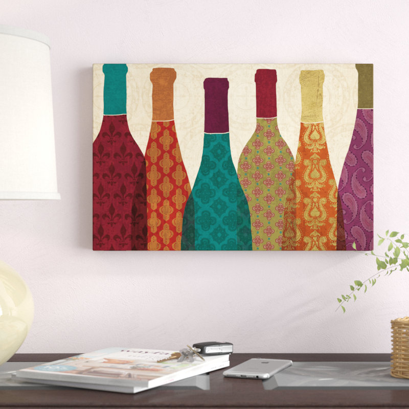 "Wine Collage I" par Véronique Charron, impression sur toile non encadrée, H 12 po x l 18 po