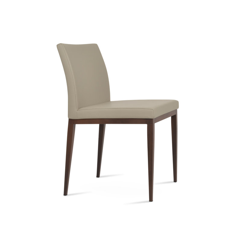 Aria MW Side chair, Walnut, Bone PPM Faux Leather