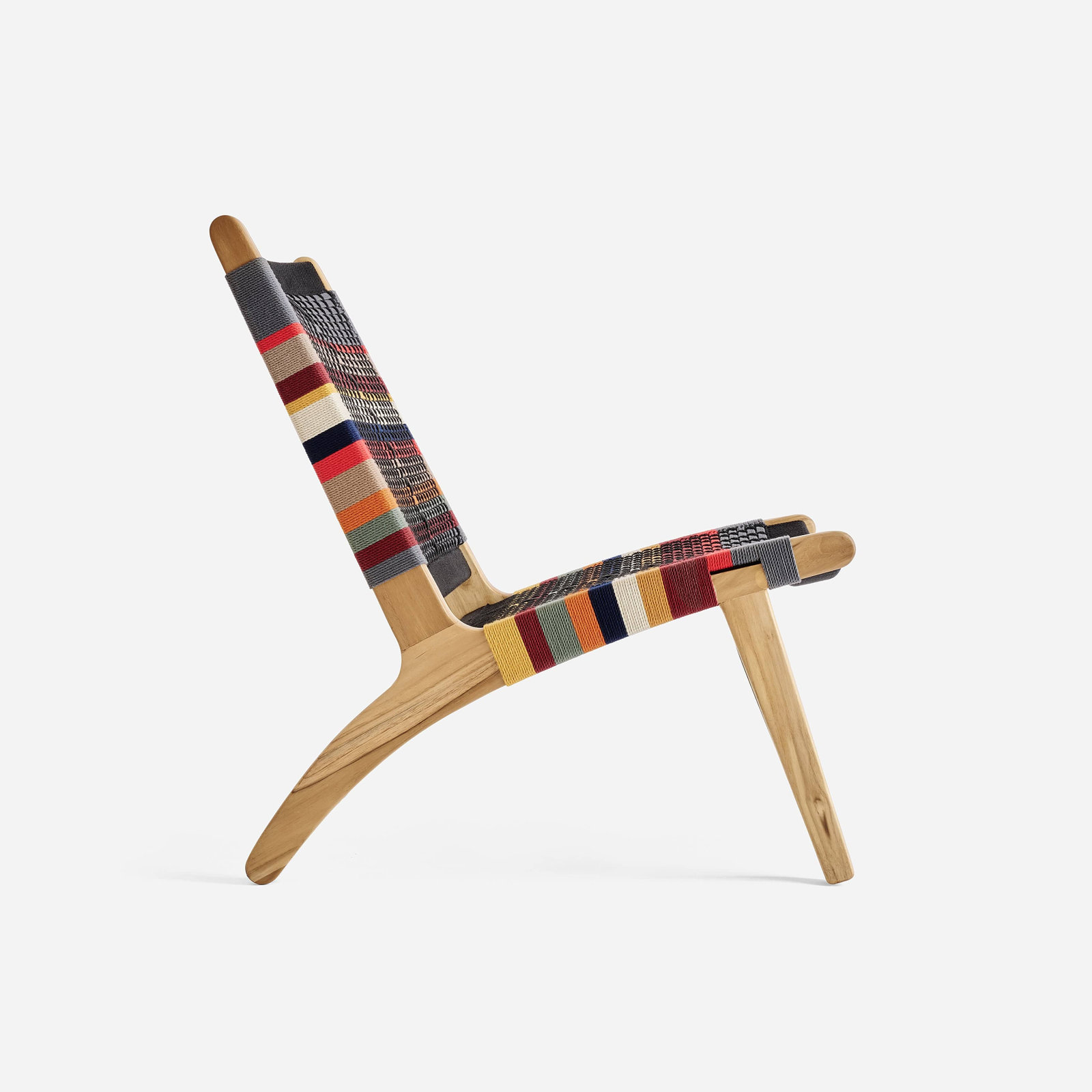 Masaya Upholstered Accent Chair, Teak, Black/Red/Yellow