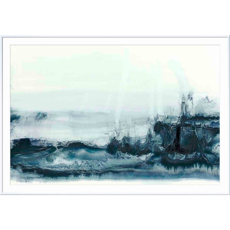 «Rip Current I» par Ethan Harper - peinture encadrée, Blanc, H 36 po x l 36 po