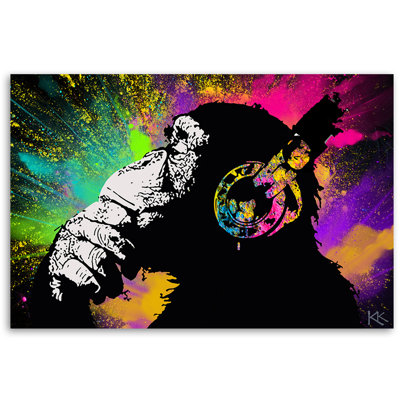 Banksy Monkey - No Frame Print on Canvas