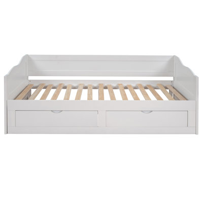 Wooden Daybed With Trundle Bed And Two Storage Drawers , Extendable Bed Daybed,Sofa Bed With Two Drawers