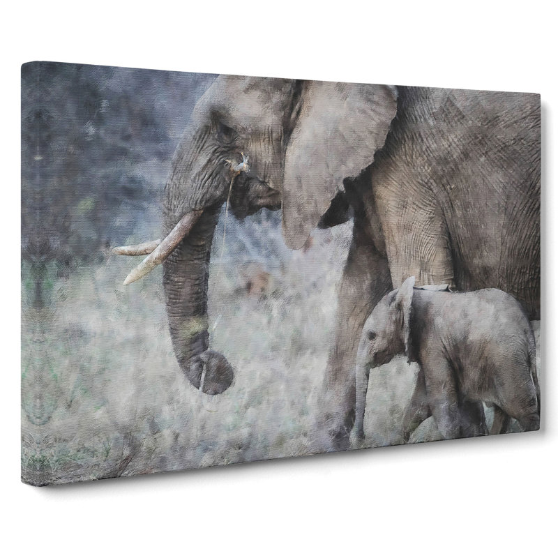 Mother And Baby Elephant Vol.1 - Wrapped Canvas Print, 50cm H x 76cm W x 3cm D