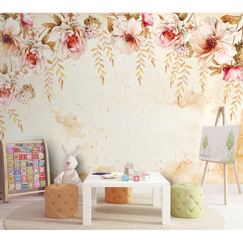 Papier peint amovible pastel rose, L 114 po x l 204 po
