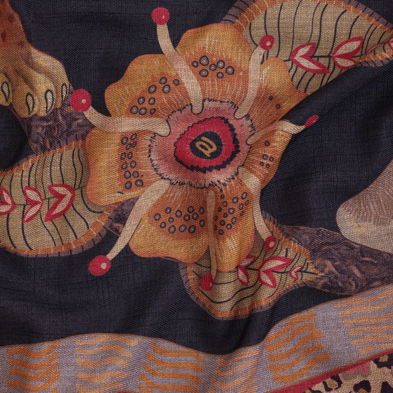 Monkey Tales Tablecloth - Linen, 94" L, Night