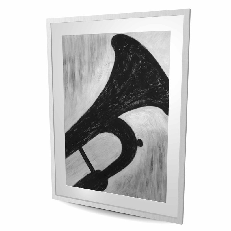 Silhouette d'une trompette - Bureau musical, impression encadrée