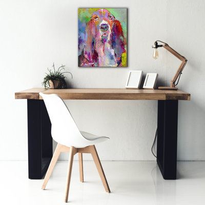 "Dakota Fields" Art Basset Hound "par Richard Wallich, art mural sur toile