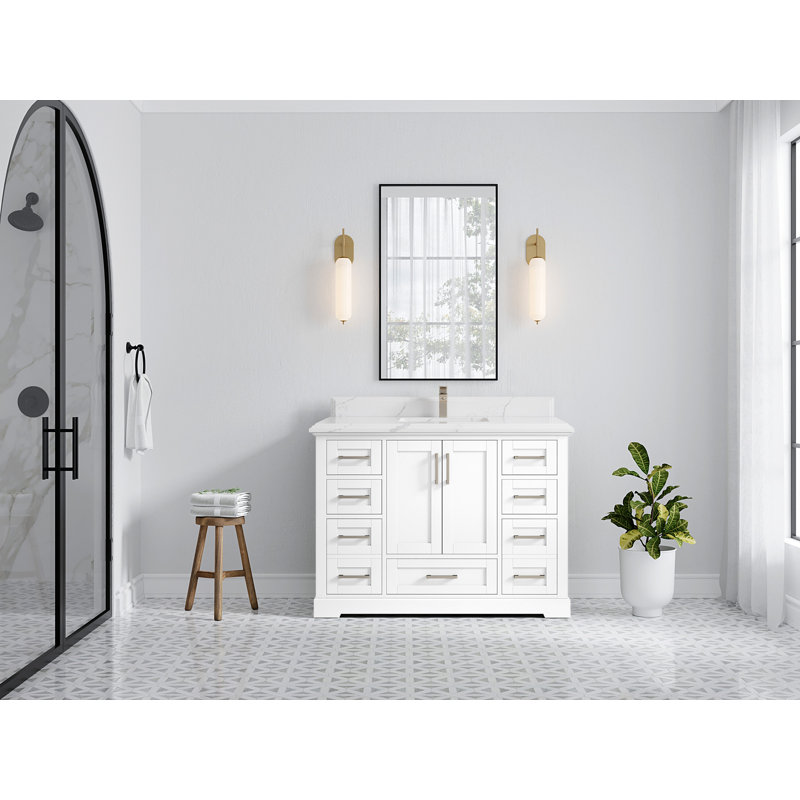 Meuble-lavabo simple l 48 po x P 22 po x H 36 po Esin, Calacatta Laza