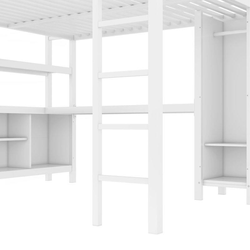 Versatile Metal Loft Bed With Integrated Storage Cubes, Shelves And Functional L - Shaped Desk Suitable For All Ages And Small Spaces