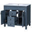 Meuble-lavabo de salle de bain 36 po - Bleu, conception fonctionnelle, armoire spacieuse, 2 tiroirs, portes